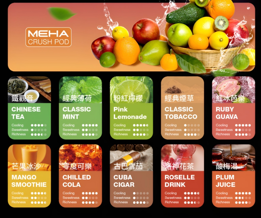 MEHA 魅嗨五代煙彈推薦|2.5ml 大容量・16 款口味|台灣現貨 2 魅嗨五代電子煙彈 Meha霧化彈 2.5ml大容量 多口味選擇 高品質安全體驗 產品實拍