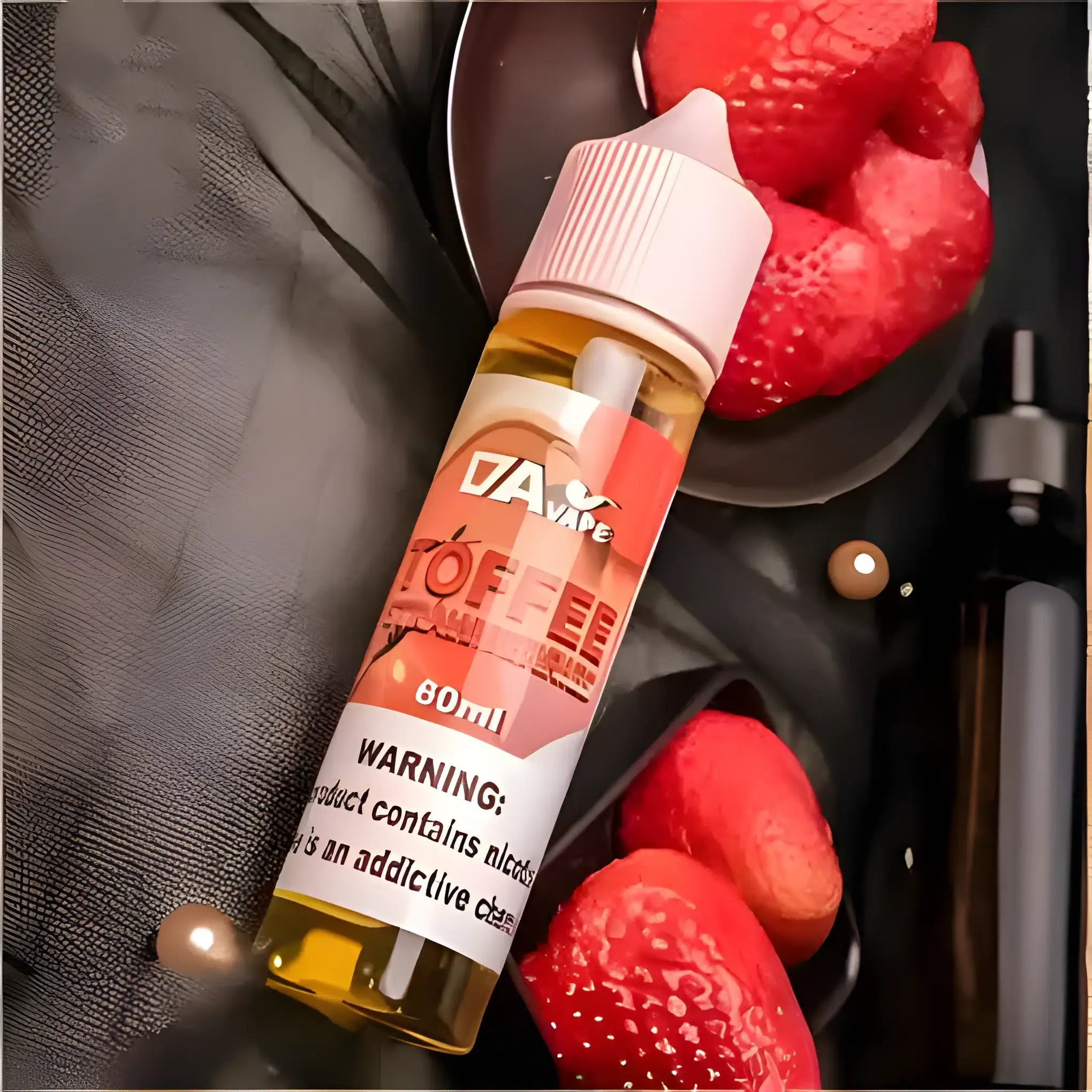 DAVAPE 草莓太妃糖煙油推薦|甜點系果香・30ml/60ml 可選・大煙霧體驗 2 DAVAPE TOFFEE STRAWBERRIES煙油 草莓太妃糖 30ml/60ml(0/30mg) 711到付|台灣現貨 搭配實拍