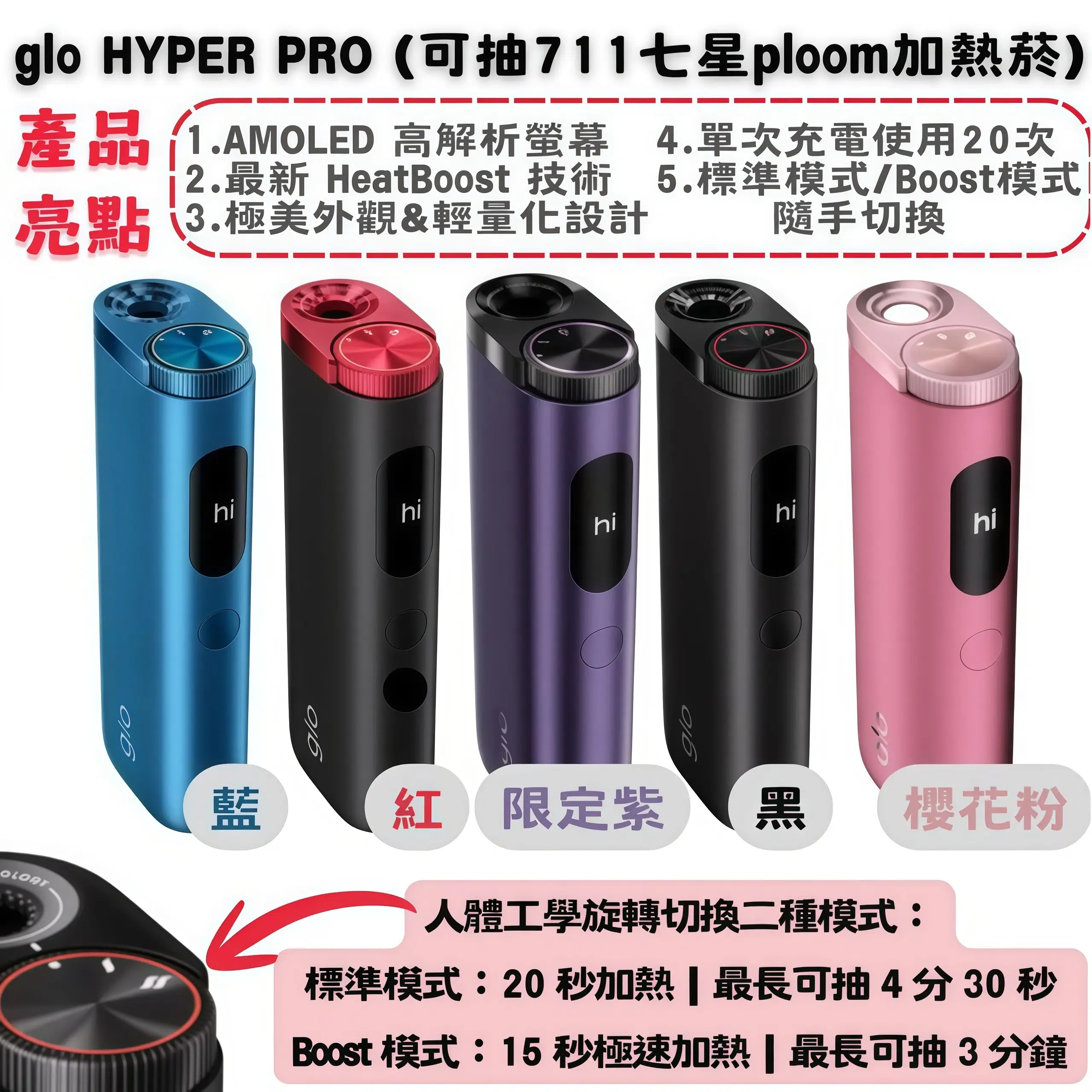 GLO Hyper Pro 加熱煙主機推薦|HeatBoost 技術・多色蛋形設計|台灣現貨 1 Glo Hyper Pro 加熱煙主機:HeatBoost技術、多色蛋形設計 台灣現貨 產品實拍 1